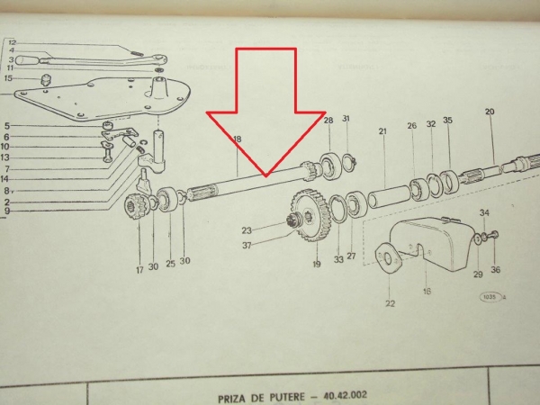 Welle im Differenzial für Antrieb Zapfwelle UTB Fiat